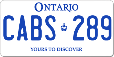 ON license plate CABS289