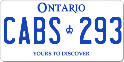 ON license plate CABS293