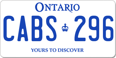 ON license plate CABS296