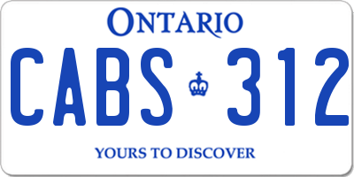 ON license plate CABS312