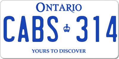 ON license plate CABS314