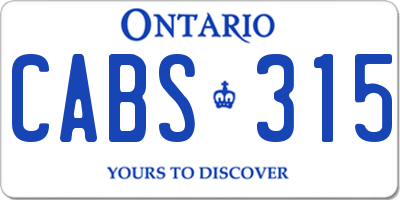 ON license plate CABS315