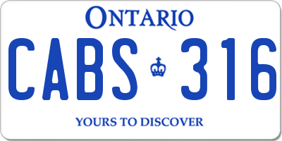 ON license plate CABS316