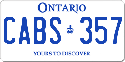 ON license plate CABS357