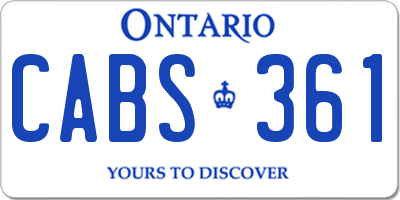 ON license plate CABS361