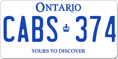 ON license plate CABS374