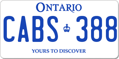 ON license plate CABS388