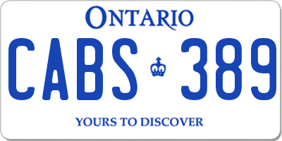 ON license plate CABS389