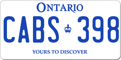 ON license plate CABS398