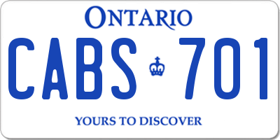 ON license plate CABS701