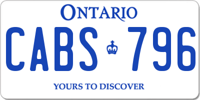 ON license plate CABS796