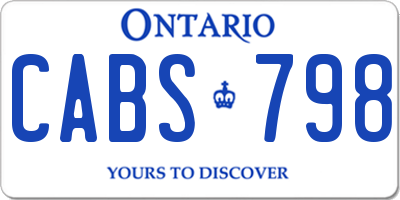 ON license plate CABS798