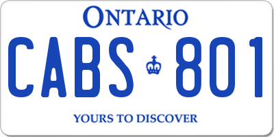 ON license plate CABS801