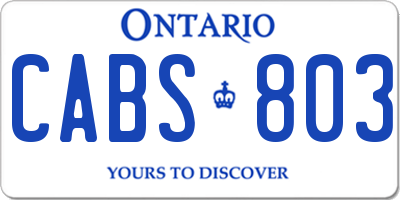 ON license plate CABS803