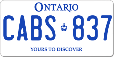 ON license plate CABS837