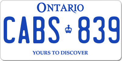 ON license plate CABS839