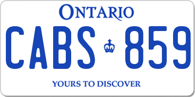 ON license plate CABS859