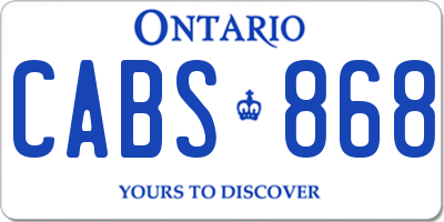 ON license plate CABS868