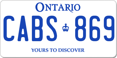 ON license plate CABS869