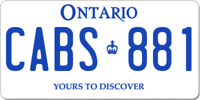 ON license plate CABS881