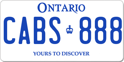 ON license plate CABS888