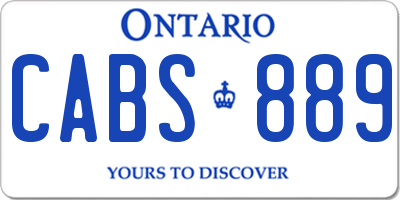 ON license plate CABS889