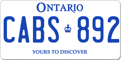 ON license plate CABS892