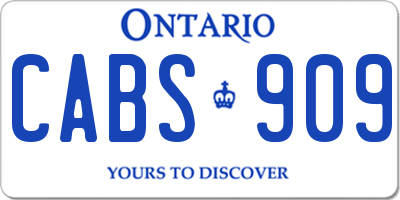 ON license plate CABS909