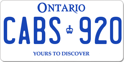 ON license plate CABS920