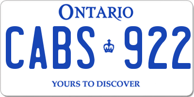 ON license plate CABS922