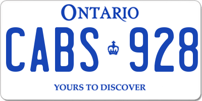 ON license plate CABS928