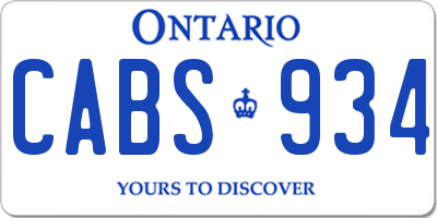 ON license plate CABS934