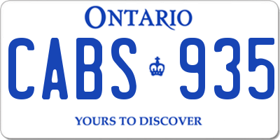 ON license plate CABS935