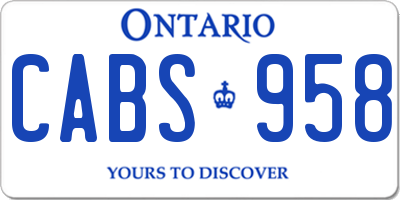 ON license plate CABS958