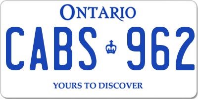 ON license plate CABS962