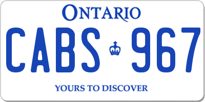 ON license plate CABS967