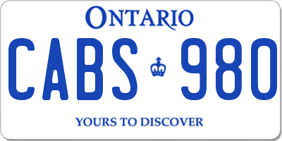 ON license plate CABS980