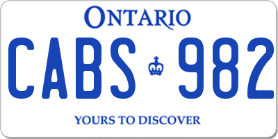 ON license plate CABS982