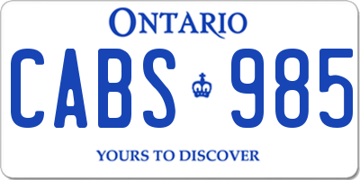 ON license plate CABS985