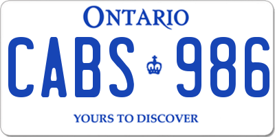 ON license plate CABS986