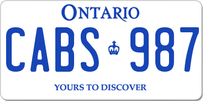 ON license plate CABS987