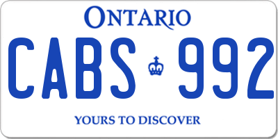 ON license plate CABS992