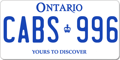 ON license plate CABS996