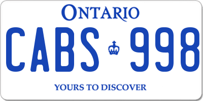 ON license plate CABS998