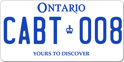 ON license plate CABT008