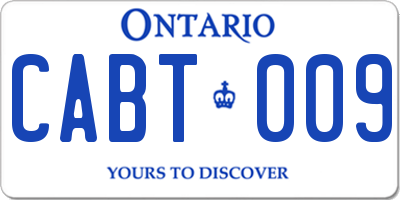 ON license plate CABT009