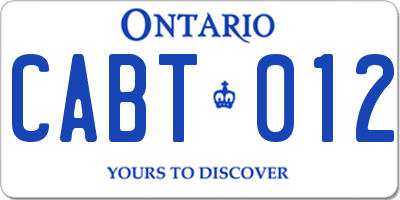 ON license plate CABT012