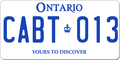 ON license plate CABT013