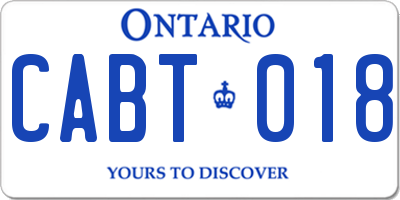 ON license plate CABT018