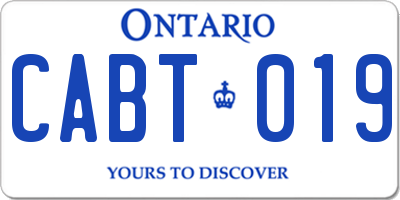 ON license plate CABT019